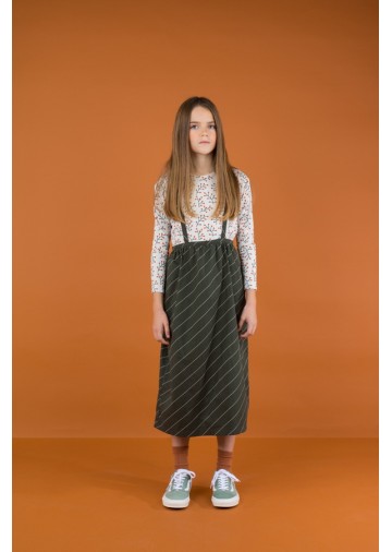 Diagonal Stripes Woven Braces Long Skirt