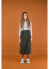 Diagonal Stripes Woven Braces Long Skirt