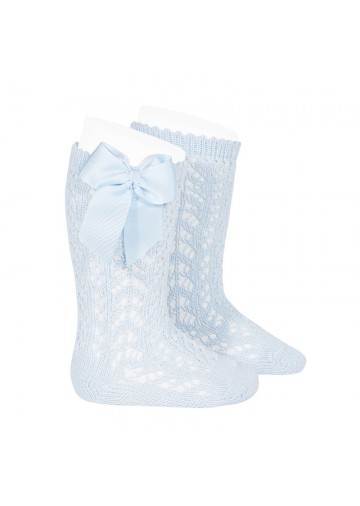 Perle Openwork Knee High Socks with Bow