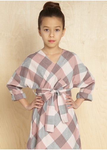 Kimono Plaid Dress