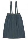 Stripes Denim Braces Midi Skirt