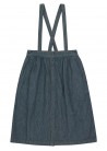 Stripes Denim Braces Midi Skirt