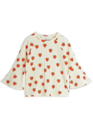 Outlined Hearts AOP Trumpet Sleeve Top