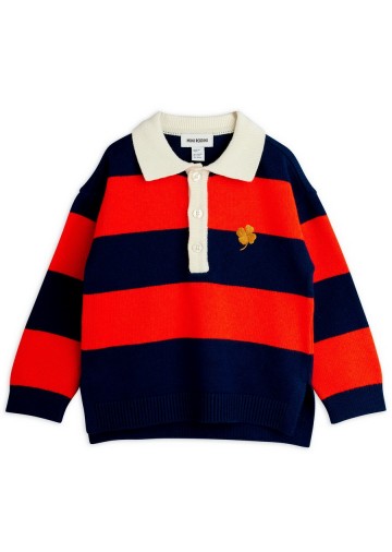 Clover Emb Knitted Rugby Sweater