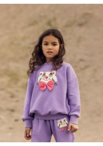 Cat With Bowtie Chenille Sweatshirt