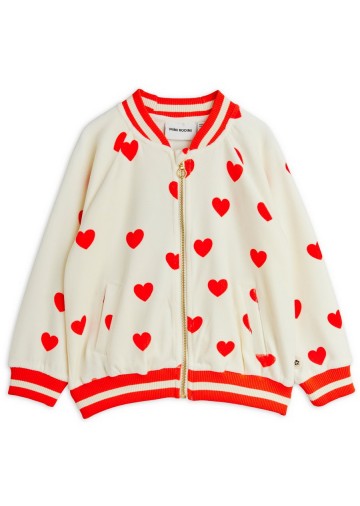 Hearts AOP Velour Baseball Cardigan