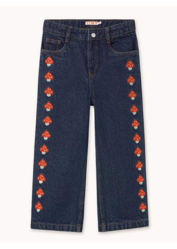 Mini Mushrooms Emb Denim Pants