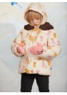 Kittens AOP Faux Fur Collar Puffer Jacket